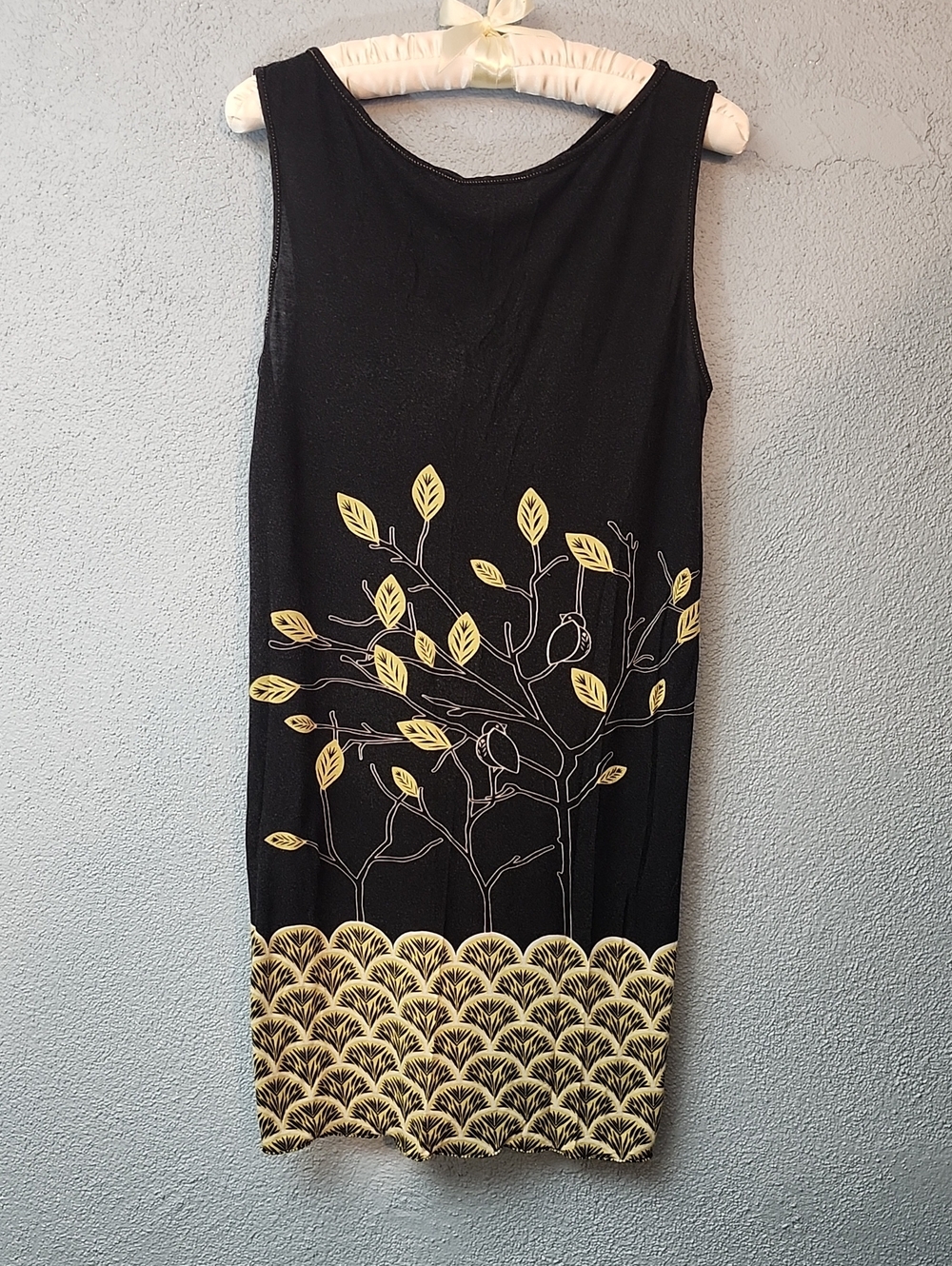 Studio M Black Sleeveless Dress with Gold Leaf Motif